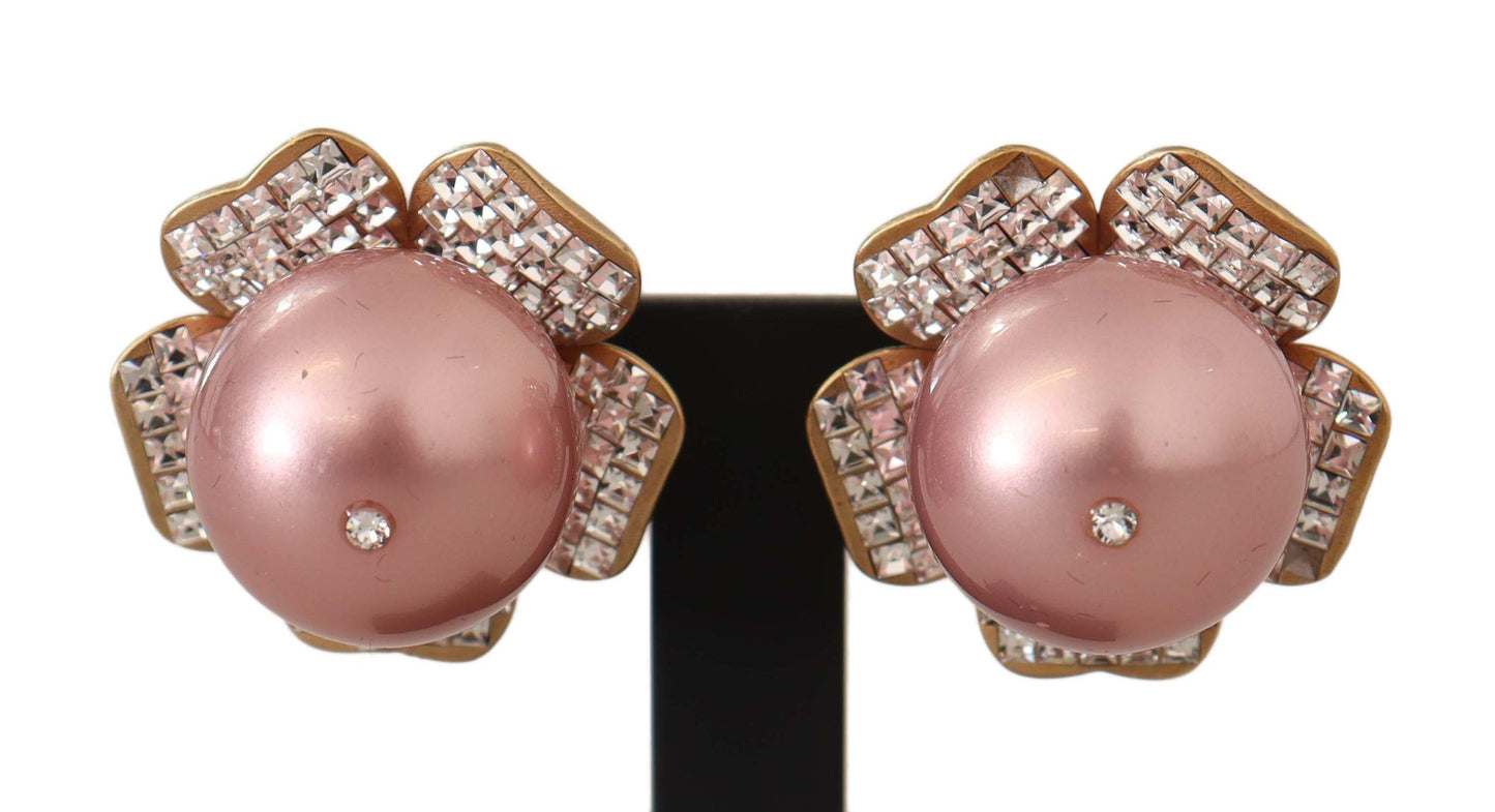 Glamorous Floral Crystal Clip-On Earrings