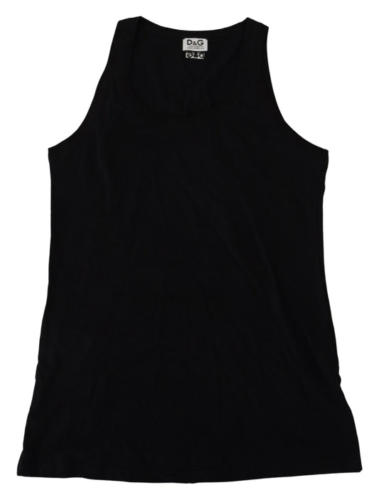 Sleek Black Cotton Blend Tank Top