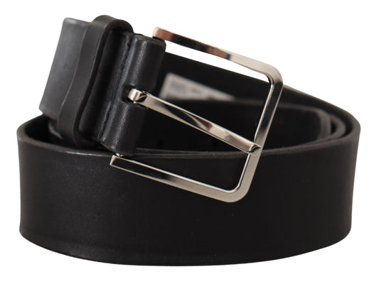 Elegant Black Leather Statement Belt