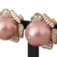 Glamorous Floral Crystal Clip-On Earrings