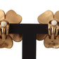 Glamorous Floral Crystal Clip-On Earrings