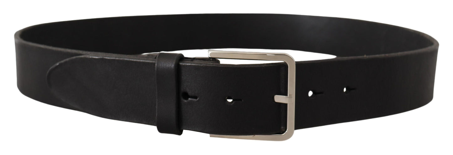 Elegant Black Leather Statement Belt