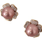 Glamorous Floral Crystal Clip-On Earrings