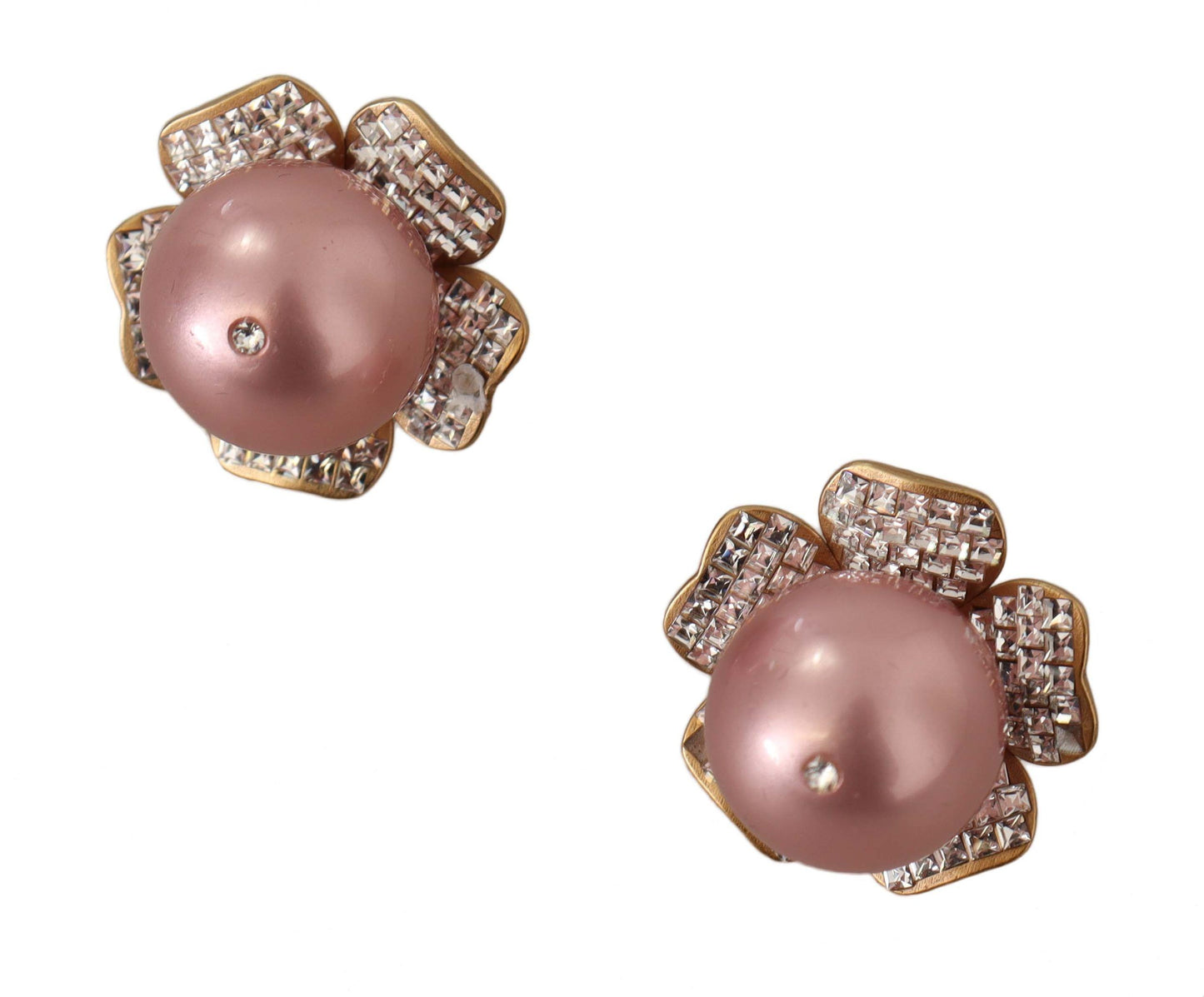 Glamorous Floral Crystal Clip-On Earrings