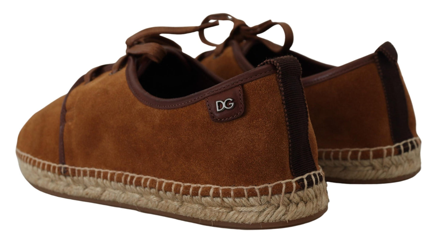 Elegant Brown Leather Casual Sneakers