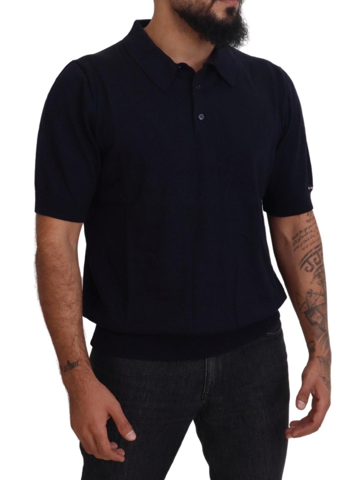 Elegant Blue Cotton Polo Tee