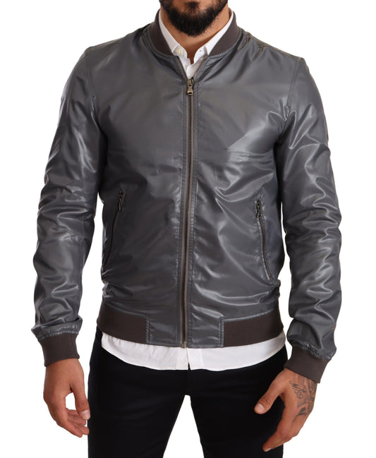 Elegant Gray Bomber Jacket for Men