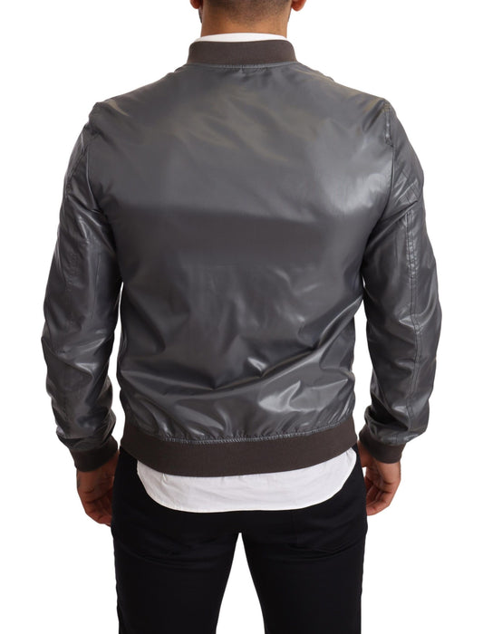 Elegant Gray Bomber Jacket for Men