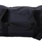 Elegant Blue Nylon Travel Bag with Leather Details