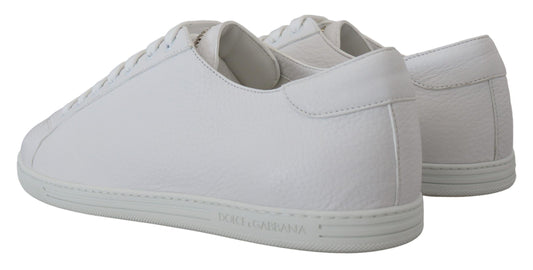 Italian Leather White Low-Top Sneakers