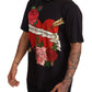 Heart Roses Print Crewneck Tee