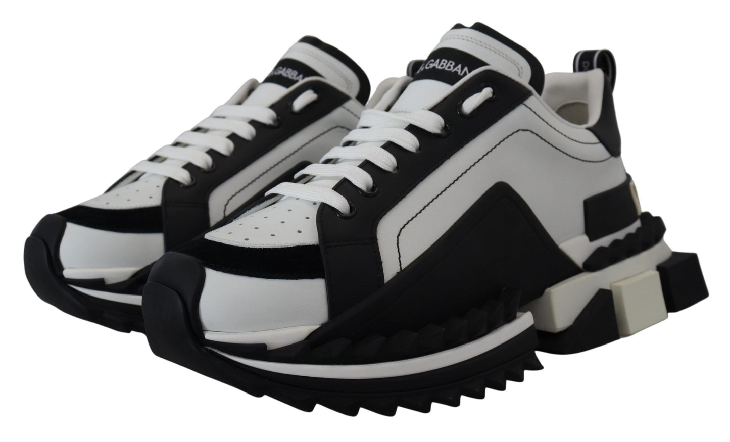 Super King Leather Sneakers - White & Black