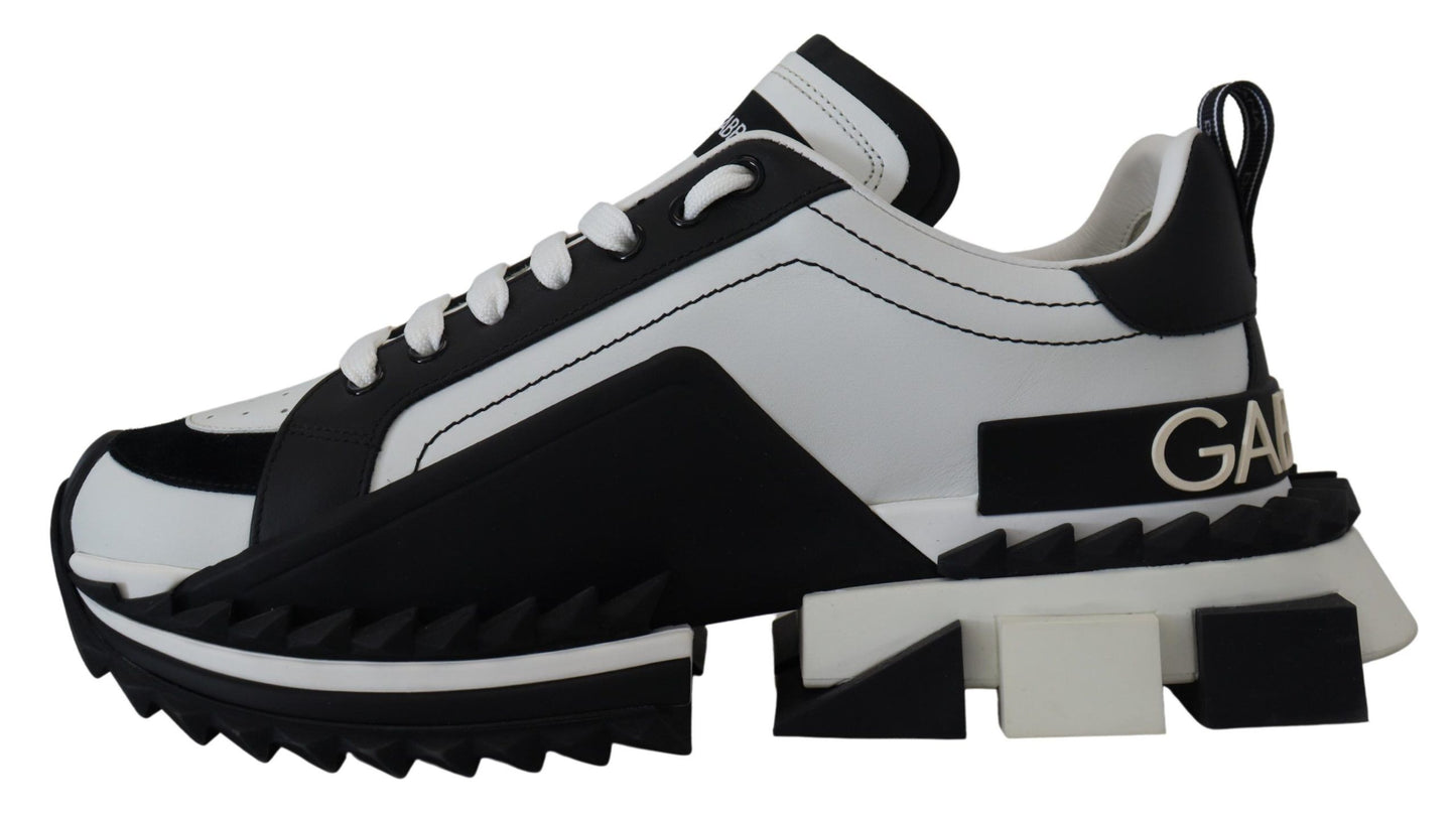 Super King Leather Sneakers - White & Black