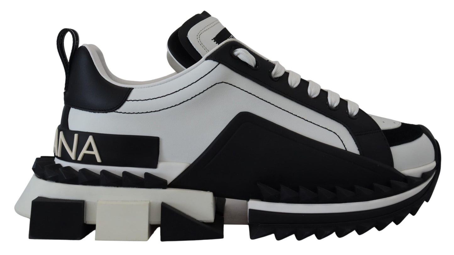 Super King Leather Sneakers - White & Black