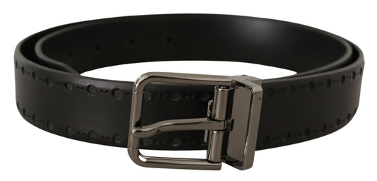 Elegant Black Leather Statement Belt