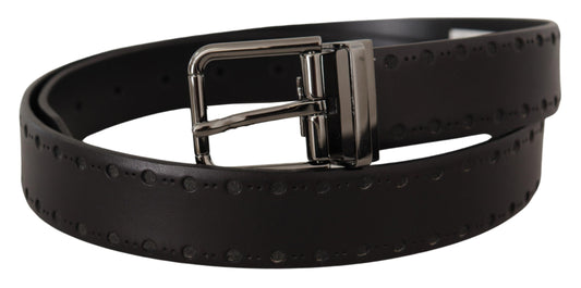 Elegant Black Leather Statement Belt