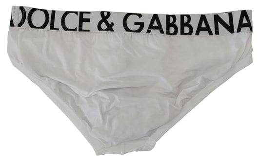 Elegant White Cotton Stretch Briefs