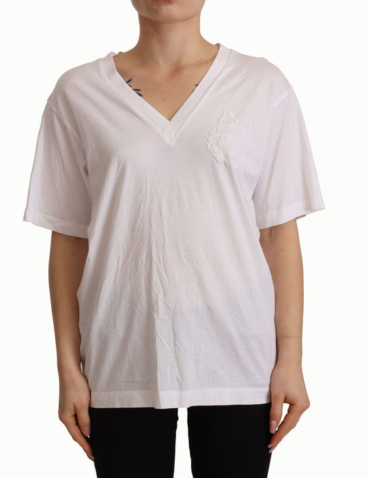 Elegant White V-Neck Cotton Tee