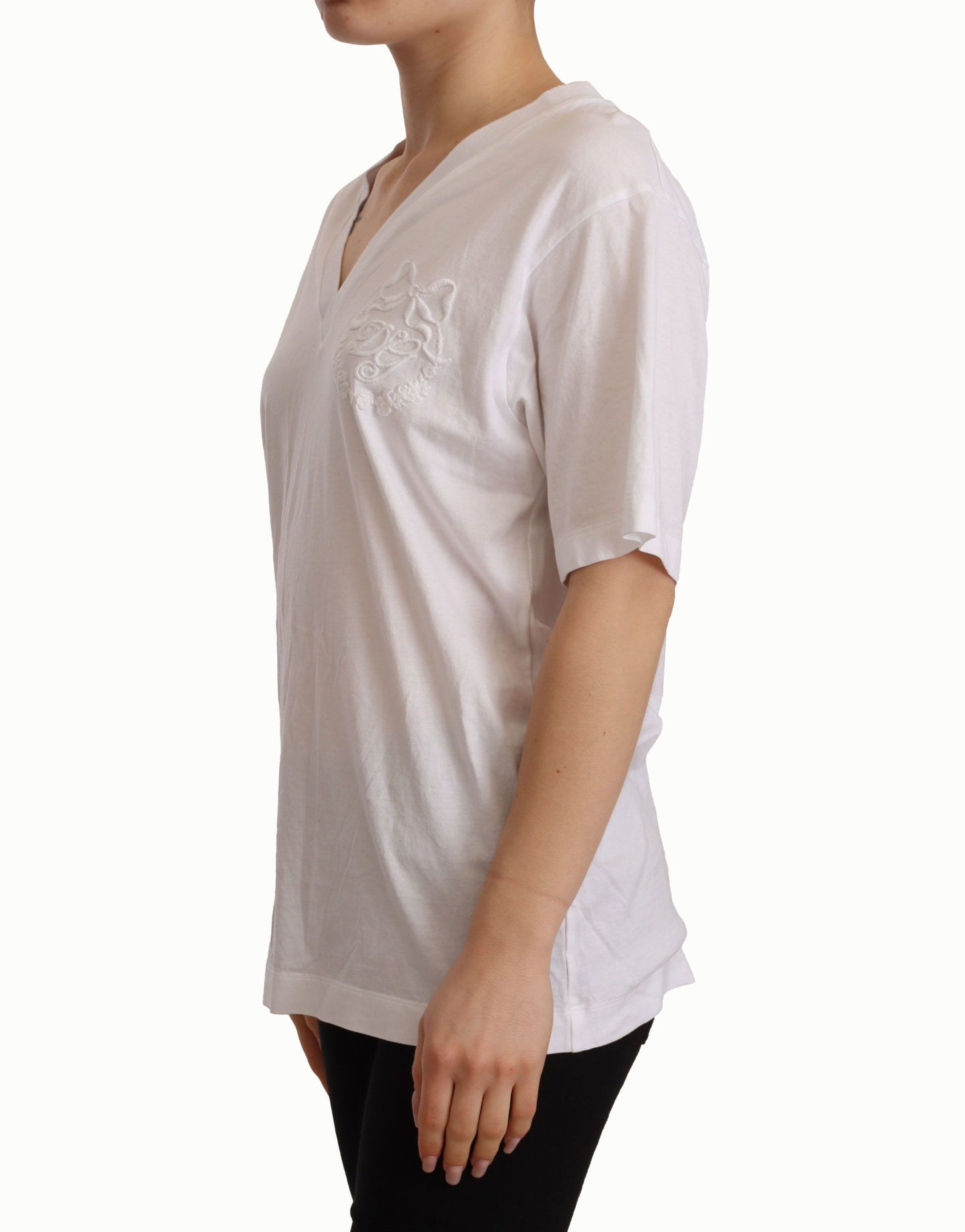 Elegant White V-Neck Cotton Tee