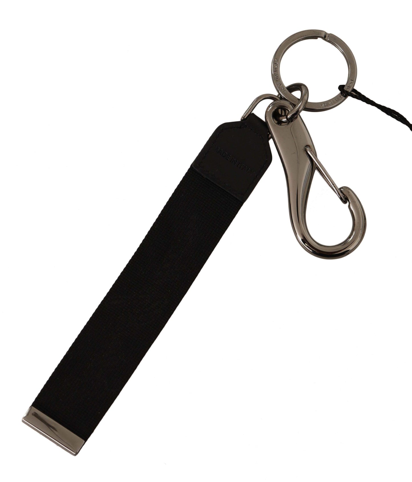 Elegant Black Polyester Logo Keyring