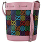 Elegant Multicolor Leather & Canvas Shoulder Bag