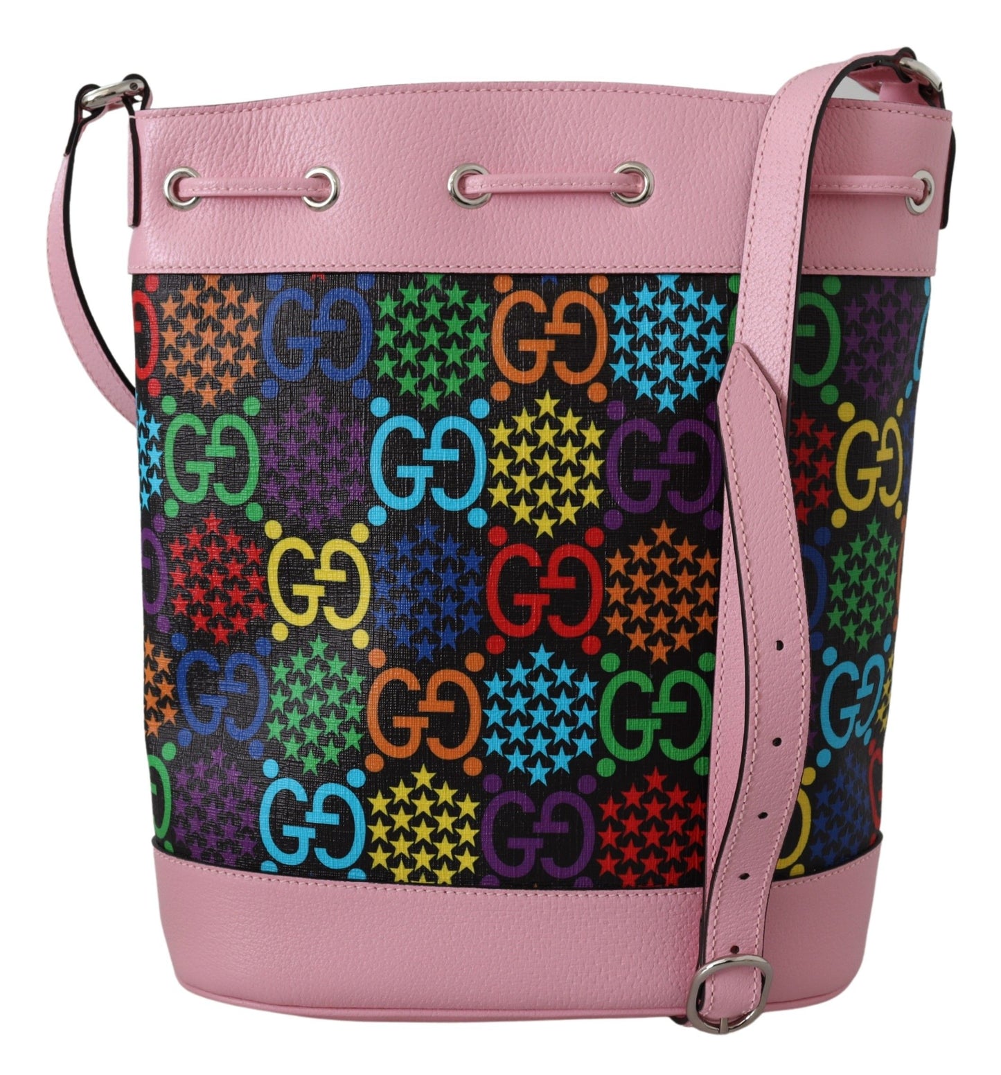 Elegant Multicolor Leather & Canvas Shoulder Bag