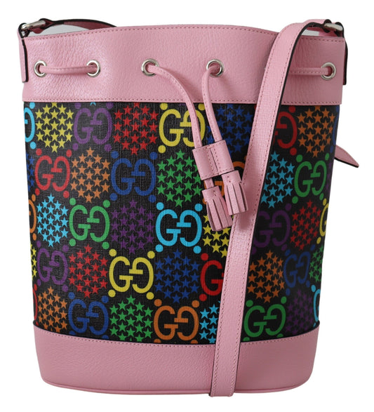 Elegant Multicolor Leather & Canvas Shoulder Bag