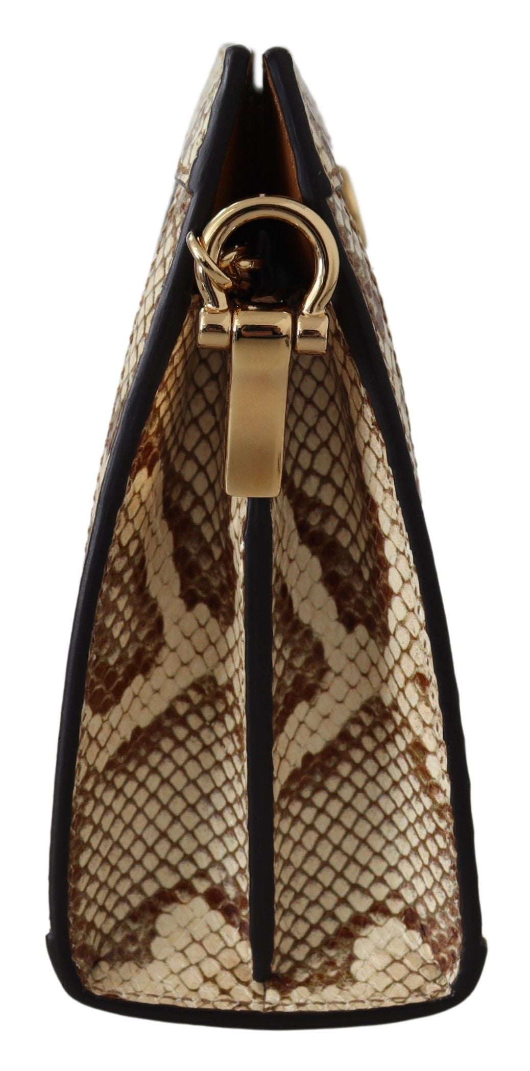 Elegant Beige Snake Leather Shoulder Bag