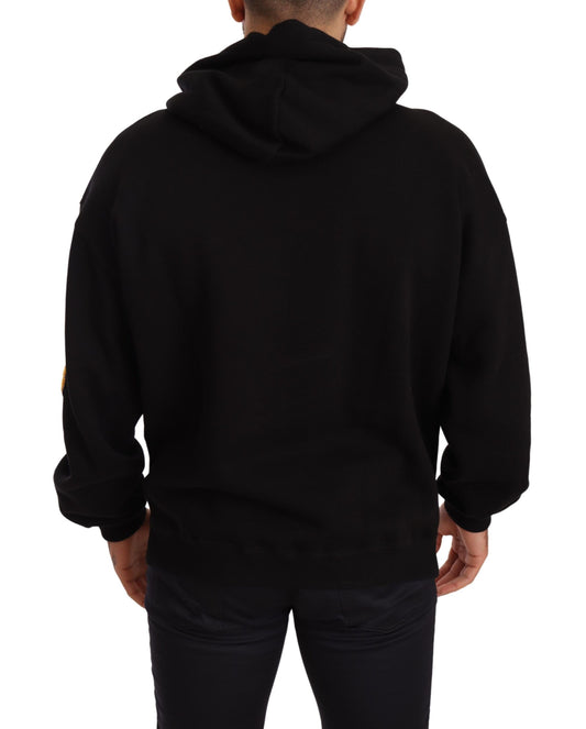 Elegant Multicolor Applique Black Hoodie