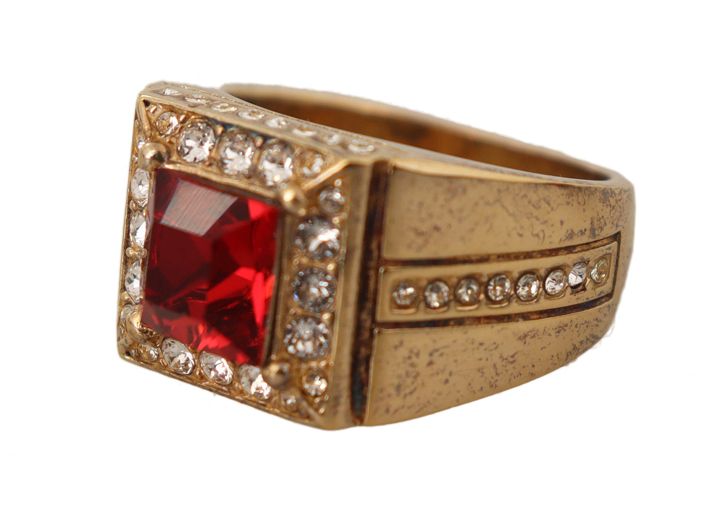 Gold Plated 925 Silver Red Crystal Ring