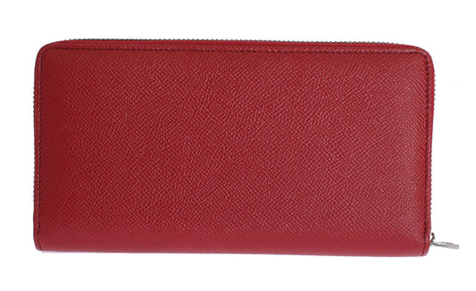 Elegant Red Leather Continental Wallet