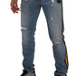 Slim Fit Light Blue Embroidered Denim