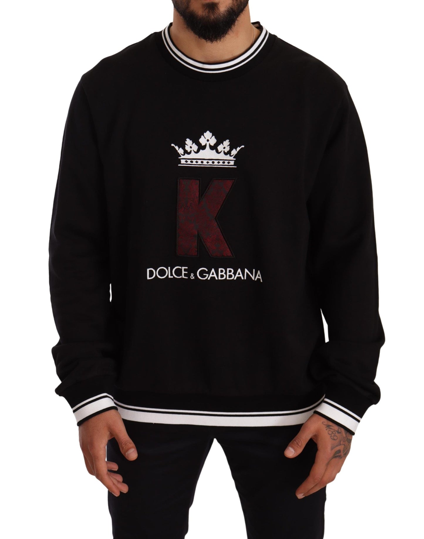 Sleek Black Logo Embroidered Sweatshirt