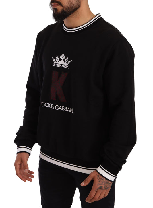 Sleek Black Logo Embroidered Sweatshirt