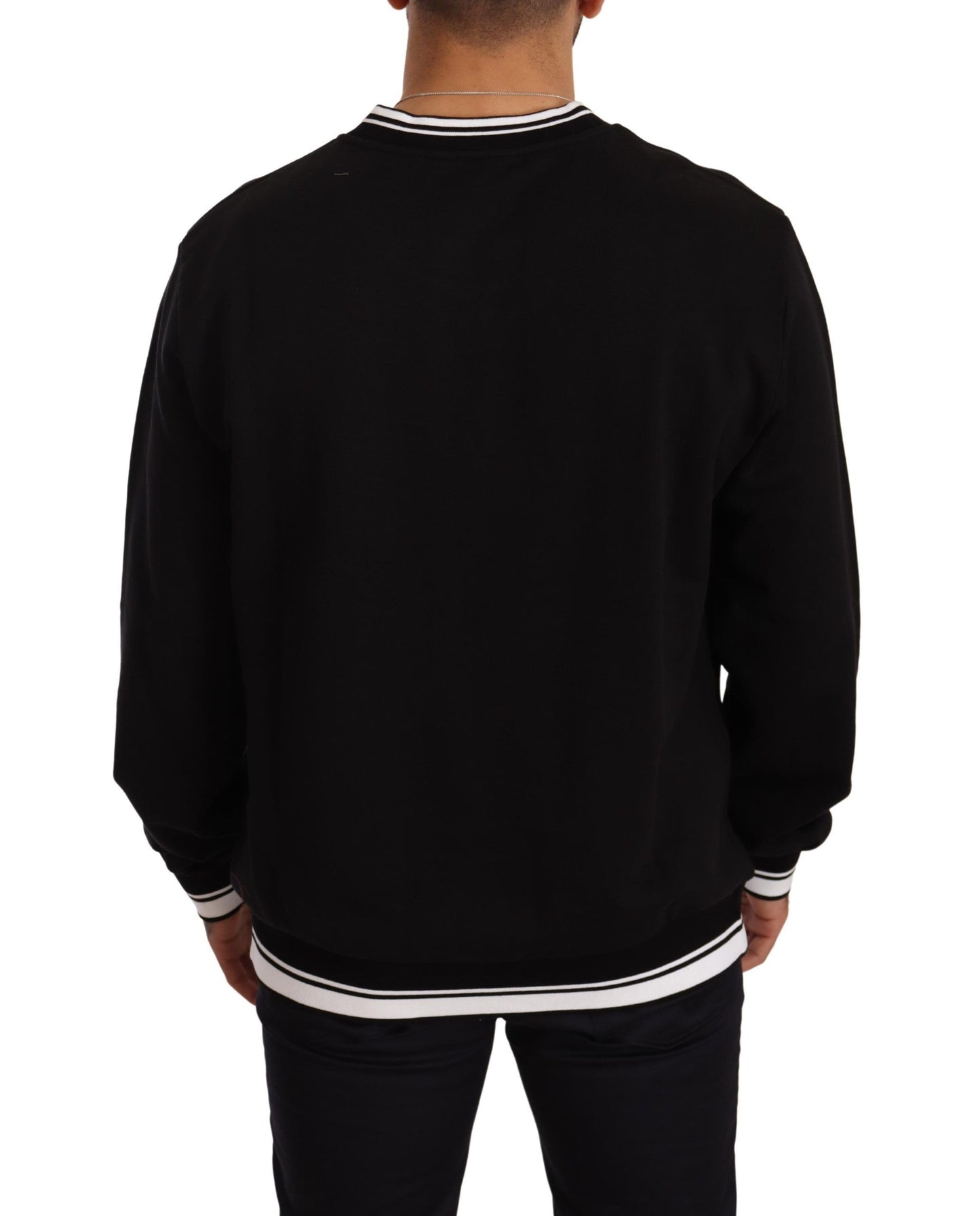 Sleek Black Logo Embroidered Sweatshirt