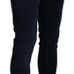 Blue Cotton Corduroy Slim Stretch Men Jeans