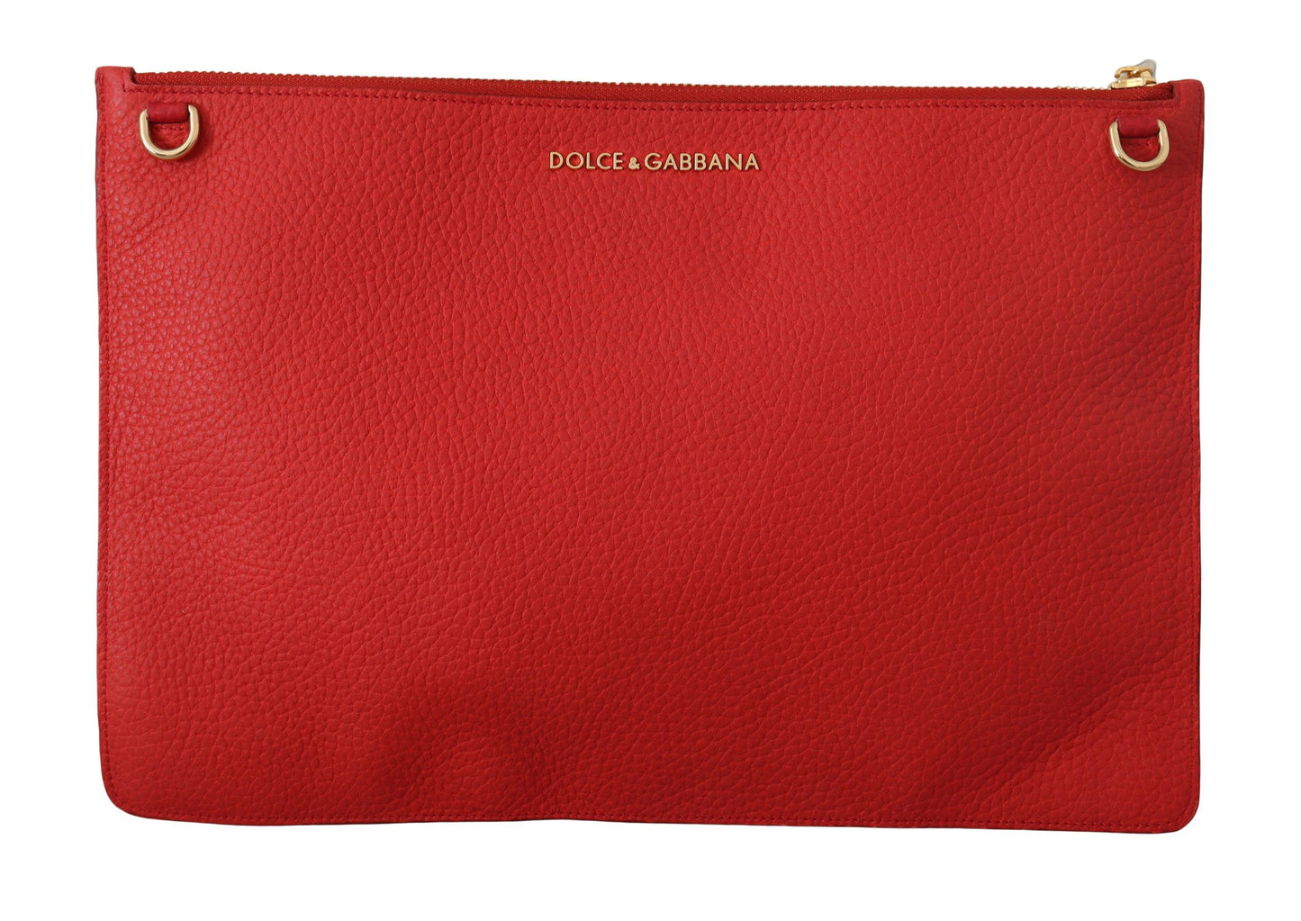 Elegant Red Leather Clutch with Gold Accents