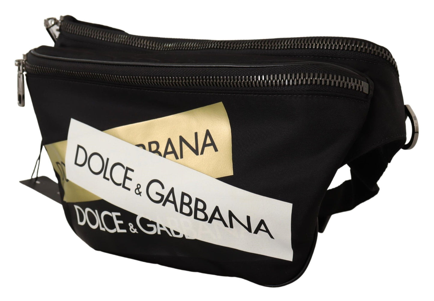 Chic Urban Black Belt Bag with Gold Accents