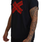 Elegant Crewneck Blue T-Shirt with Red Logo