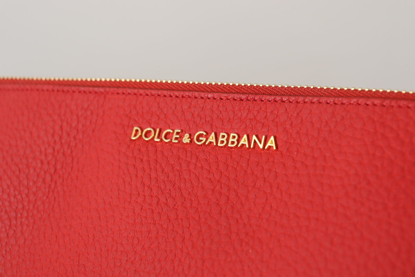 Elegant Red Leather Clutch with Gold Accents