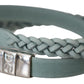 Elegant Light Blue Leather Wrap Bracelet