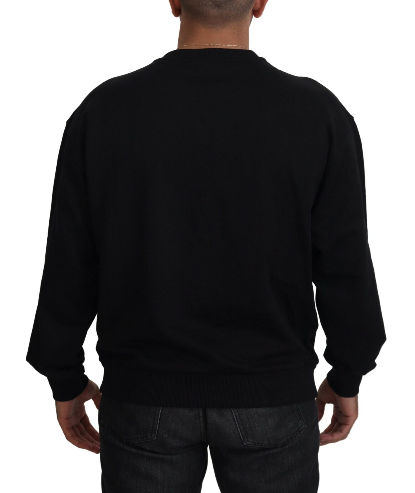 Elegant Black Cotton Pullover Sweater