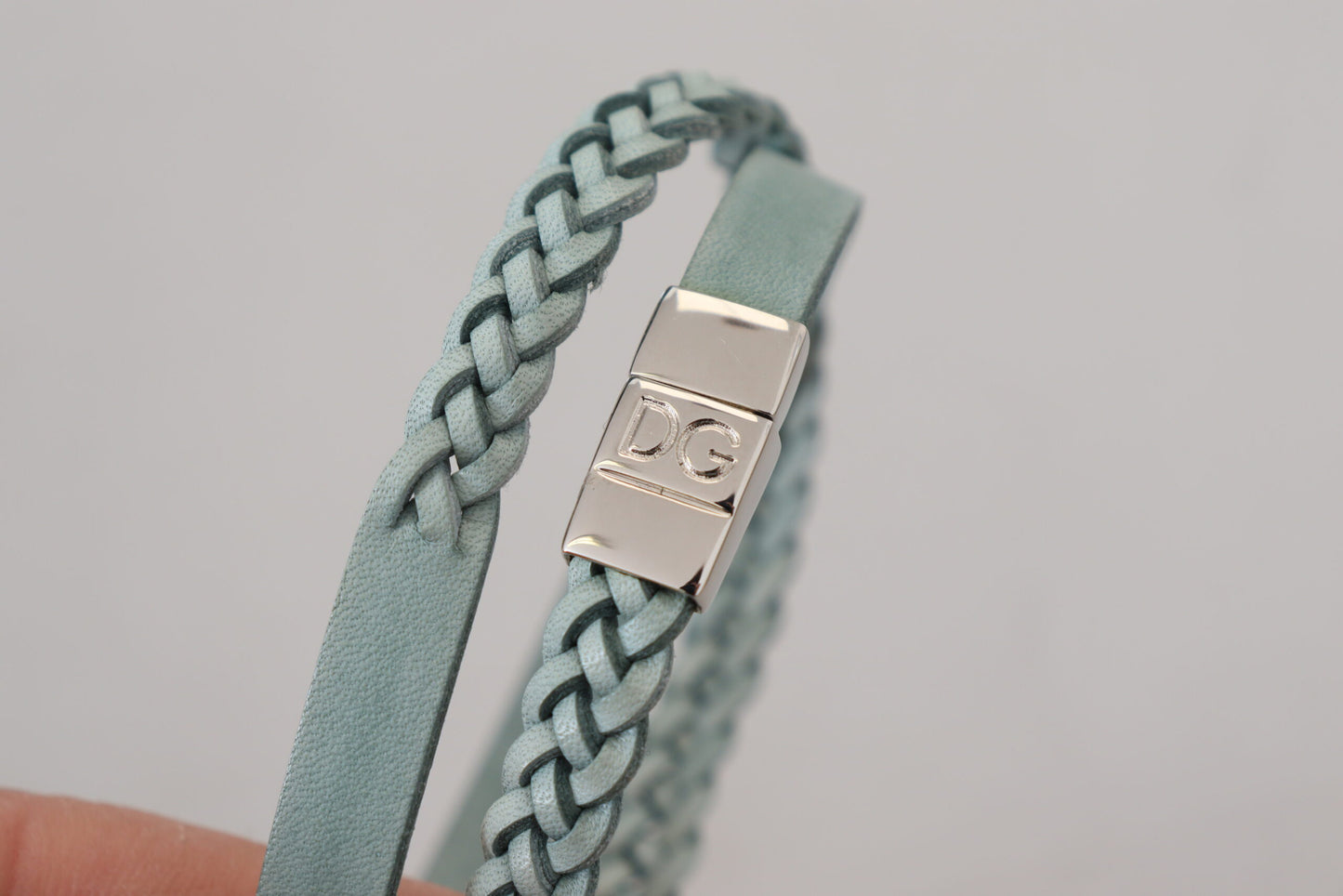 Elegant Light Blue Leather Wrap Bracelet