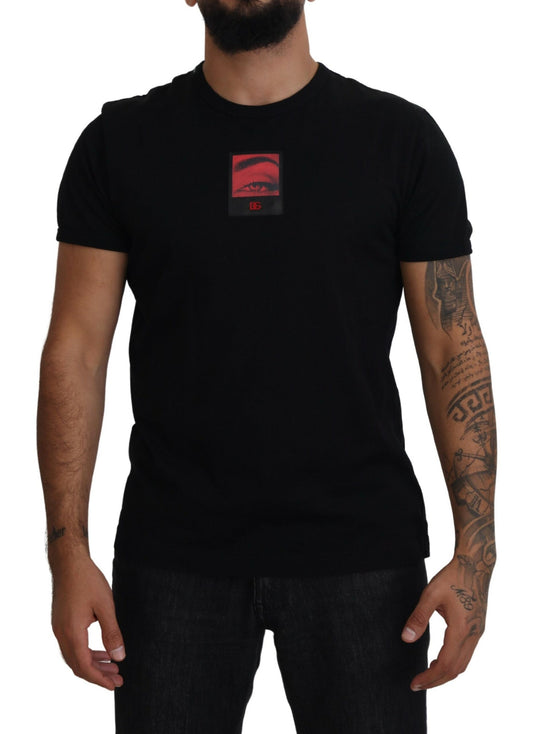 Elegant Black Cotton Crew Neck Tee