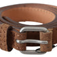 Elegant Slim Leather Waist Belt in Brown