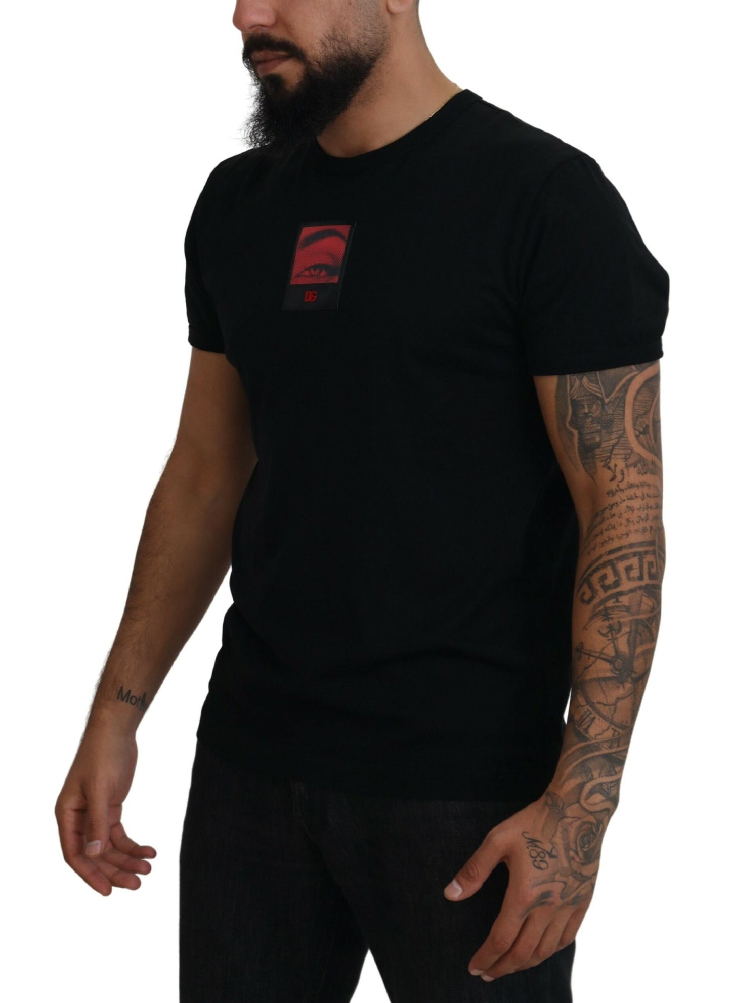 Elegant Black Cotton Crew Neck Tee