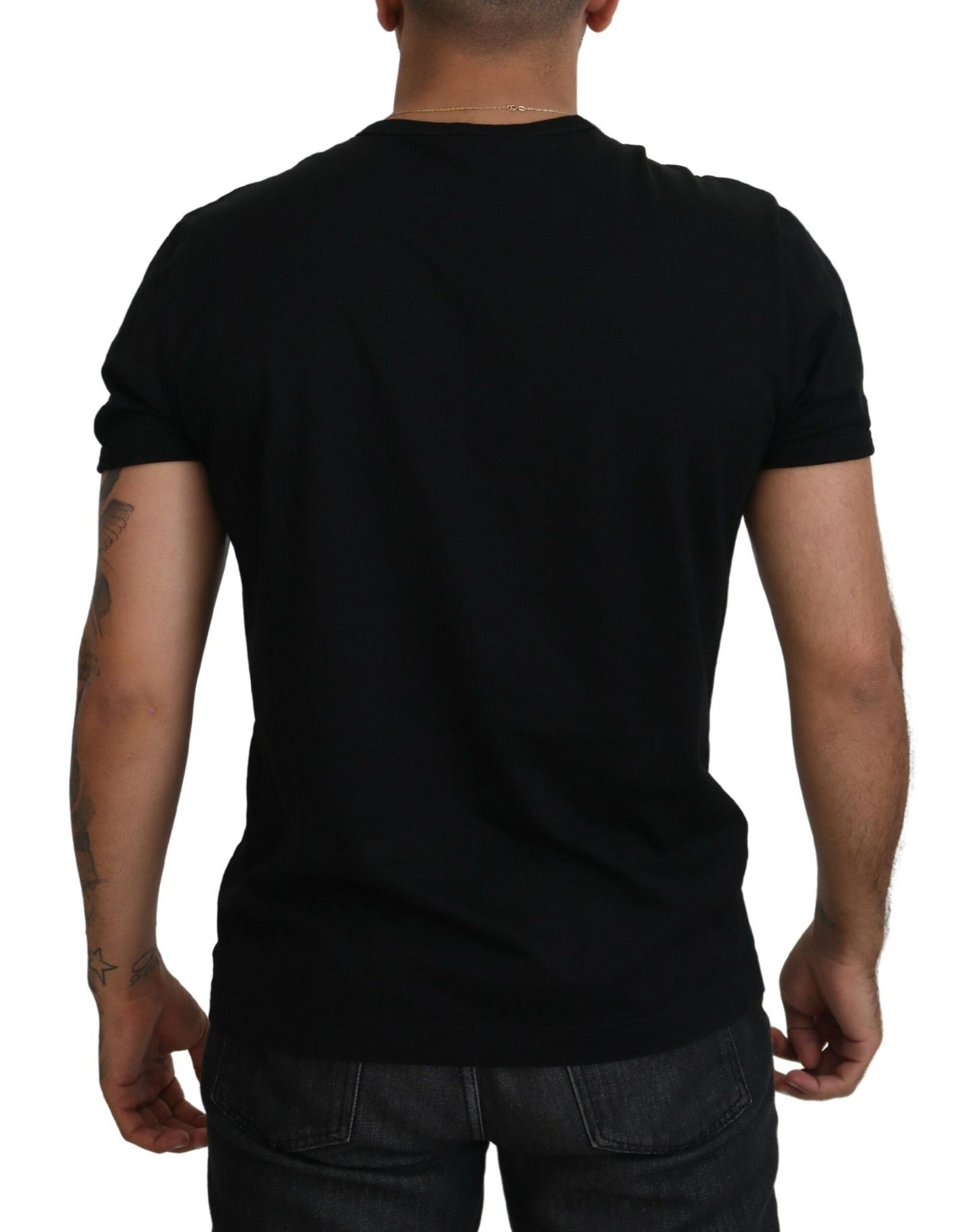 Elegant Black Cotton Crew Neck Tee