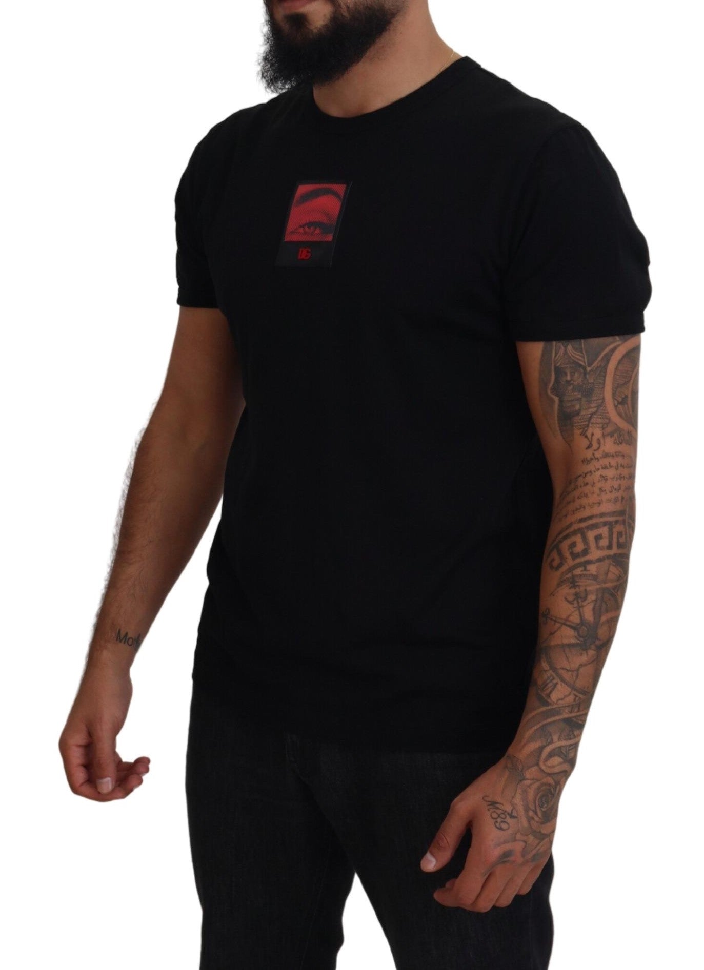 Elegant Black Cotton Crew Neck Tee