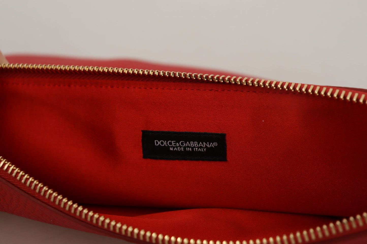 Elegant Red Leather Clutch with Gold Accents