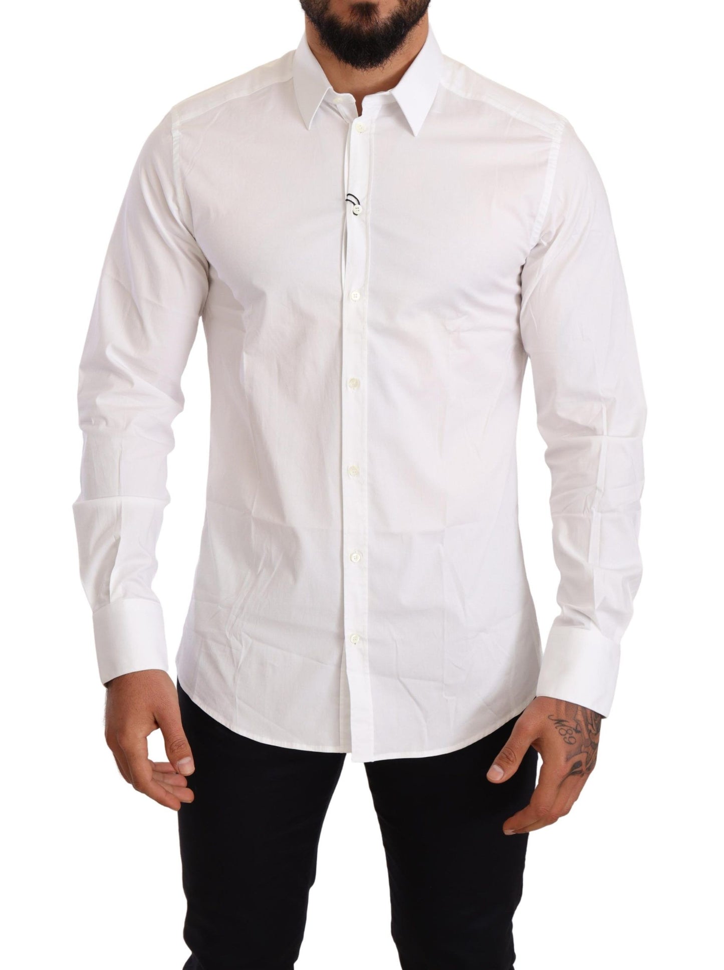 Elegant White Slim Fit Dress Shirt